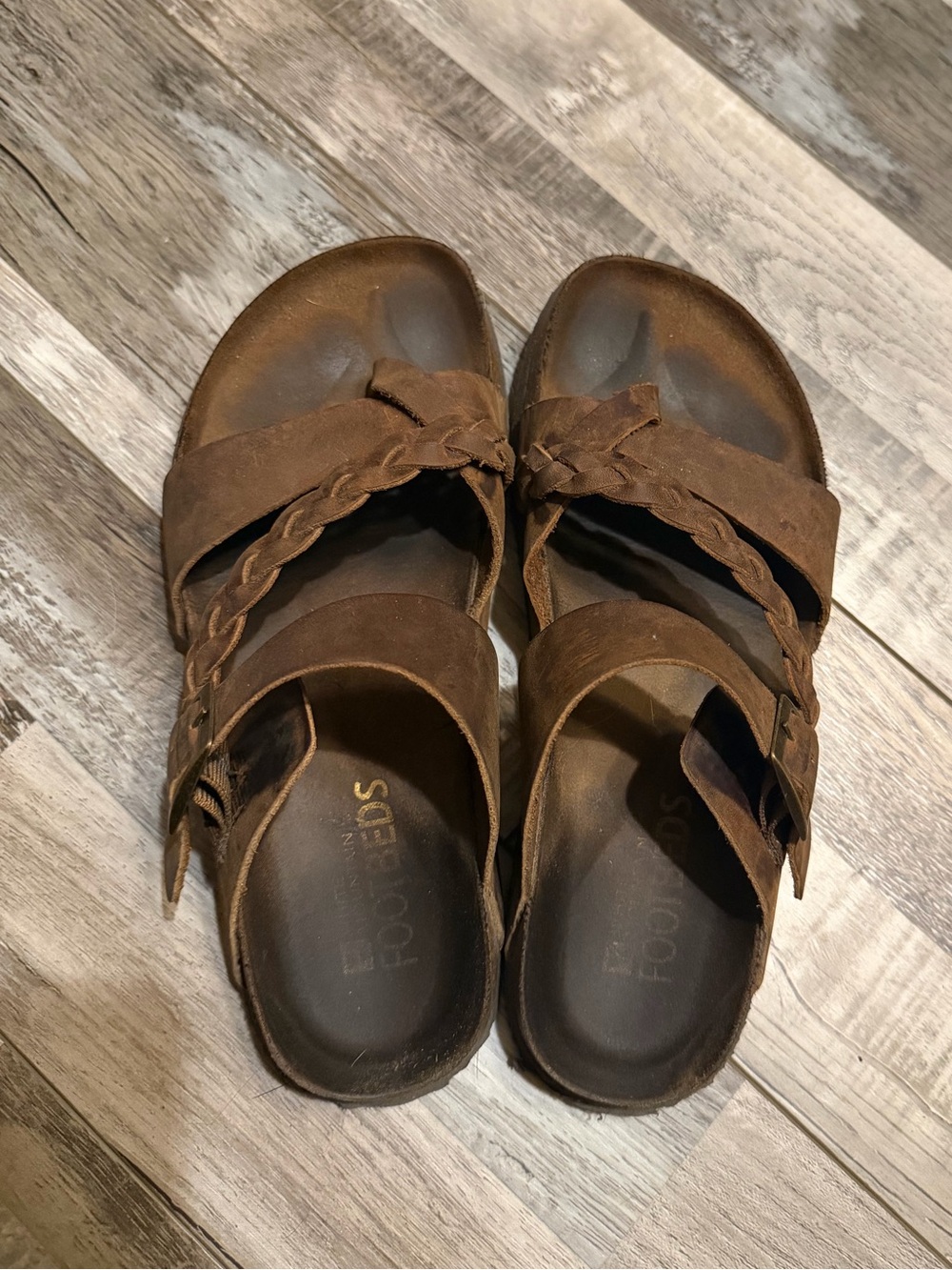 White Mountain Women's Brown Braided Leather Slide Sandals